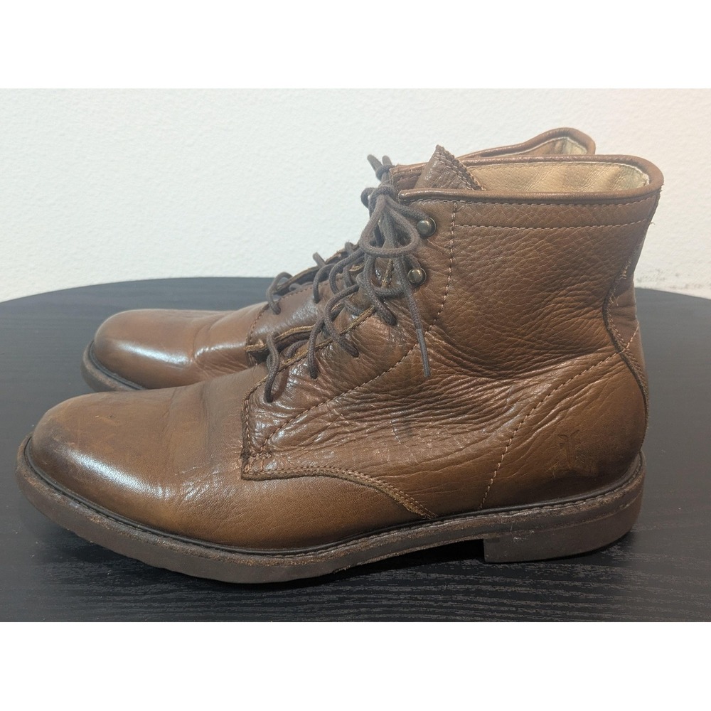 Frye Boots Mens Size 9.5 Brown Leather Lace Up Combat Ankle Work Casual 3488101
